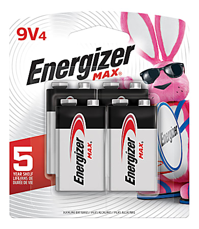 Energizer® Alkaline 9-Volt Batteries, Pack Of 4