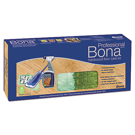 Bona® Hardwood Floor Mop, With Cleaning Kit, 15" Head, 52" Handle, Blue