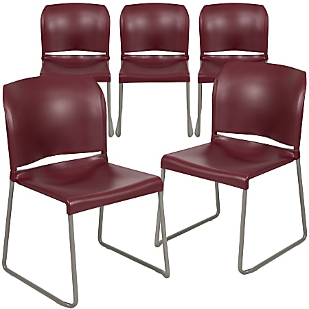 Flash Furniture HERCULES Series Full-Back Contoured Stack Chairs, Red/Gray, Set Of 5 Chairs