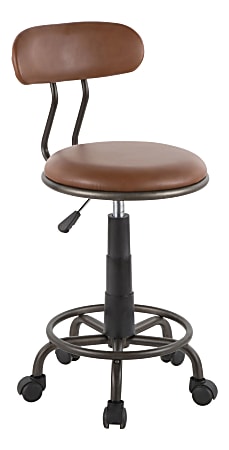 LumiSource Swift Task Chair, Antique Metal/Brown