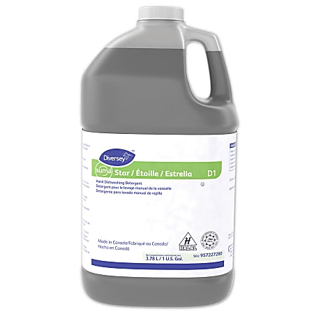 Diversey™ Suma® D1 Hand Dishwashing Detergent, Unscented, 1 gal Bottle, 4/Carton