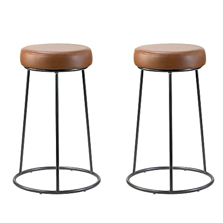 Glamour Home Amie Counter-Height Stools, Brown/Gunmetal Gray, Set Of 2 Stools
