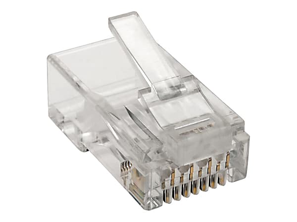 Tripp Lite Cat6 RJ45 Modular Plug for Round Stranded UTP Conductor 4-Pair, 100 Pack - Network connector - RJ-45 (M) - UTP - CAT 6 - round, stranded - clear (pack of 100)