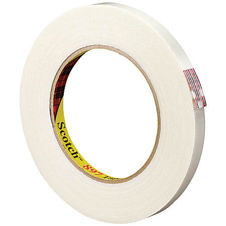 3M™ 897 Medium-Grade Filament Tape, 3" Core, 0.375" x 180', Clear, Case Of 12