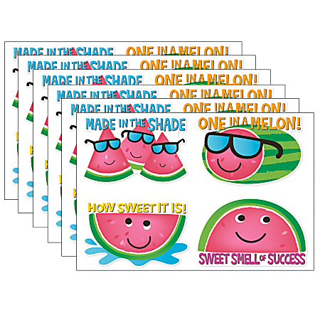 Eureka Jumbo Scented Stickers, Watermelon, 12 Stickers Per Pack, Set Of 6 Packs
