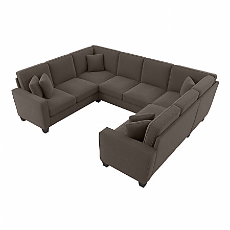 Bush® Furniture Stockton 113"W U-Shaped Sectional Couch, Chocolate Brown, Standard Delivery