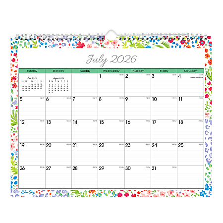 Wall Calendar BS Ditsy Dapple Light - 15x12 AY26-27 Monthly Safety Wirebound -