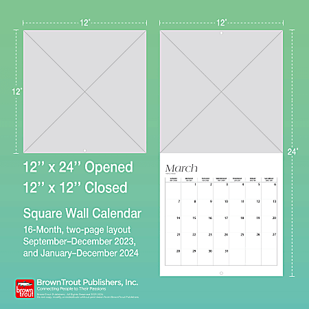 2024 Brown Trout Monthly Square Wall Calendar 12 x 12 Karate Cats