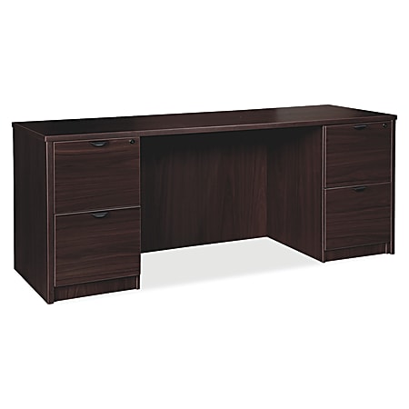 Lorell® Prominence 2.0 72"W Double-Pedestal Credenza Computer Desk, Espresso