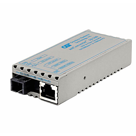 Omnitron miConverter 10/100 Plus Ethernet Single-Fiber Media Converter RJ45 SC Multimode BiDi 5km - 1 x 10/100BASE-TX, 1 x 100BASE-BX (1310/1550), US AC Powered, Lifetime Warranty
