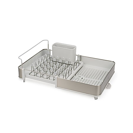 Joseph Joseph Extended Steel Dish Rack, 6-1/2”H x 20-3/4”W x 14-1/2”D, Stone