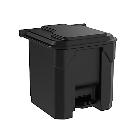 Gritt Commercial Rectangular Step-On Trash Can, 8 Gallon, Black