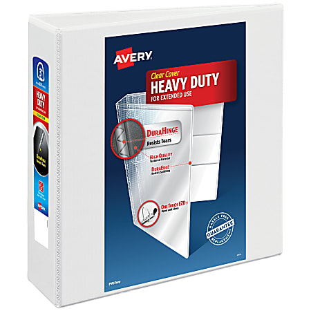 Avery&reg; Heavy-Duty View 3 Ring Binder, 3" One Touch EZD&reg; Rings, White, 1 Binder
