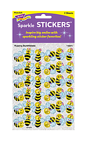 TREND Buzzing Bumblebees Sparkle Stickers, 3/4 ", Assorted Colors, Pack Of 72