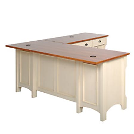 Christopher Lowell Shore Business 48" Return Kit, 30 1/2"H x 47 1/2"W x 23 1/2"D, Antiqued White/American Cherry