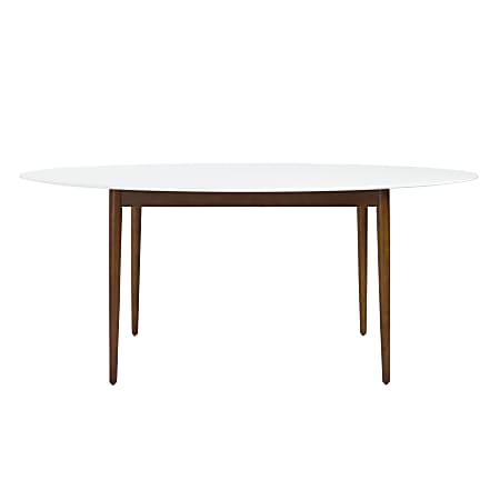 Eurostyle Manon Oval Dining Table, 30"H x 63"W x 35-1/2"D, Matte White/Walnut