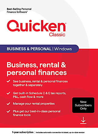 Quicken Classic Business &amp; Personal, New User, 1-Year Subscription, Windows&reg; Compatible, ESD