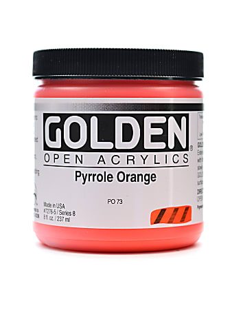 Golden OPEN Acrylic Paint, 8 Oz Jar, Pyrrole Orange