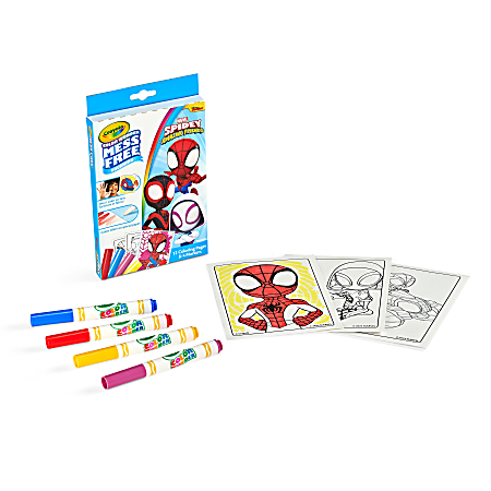 Crayola Color Wonder Spidey & His Amazing Friends Mini Box Set, 12 Coloring Pages & 4 Mess Free Markers, Toddler Coloring, Gift for Kids, 3+