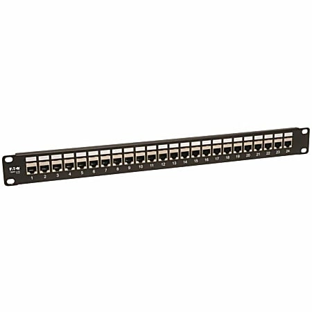 Tripp Lite 24-Port Shielded Cat6 Patch Panel Feed Through Rackmount RJ45 1URM TAA, N254024SH