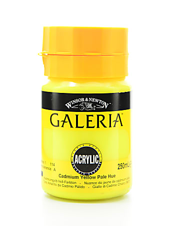 Winsor & Newton Galeria Flow Formula Acrylic Colors, 8.45 oz (250mL), Cadmium Yellow Pale Hue, 114, Pack Of 2
