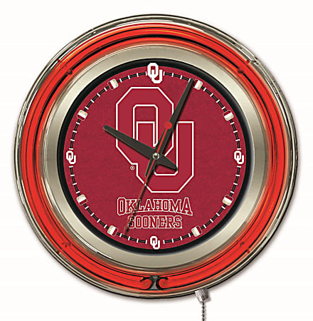 Holland Bar Stool Logo Clock, 15"H x 15"W x 3"D, Oklahoma