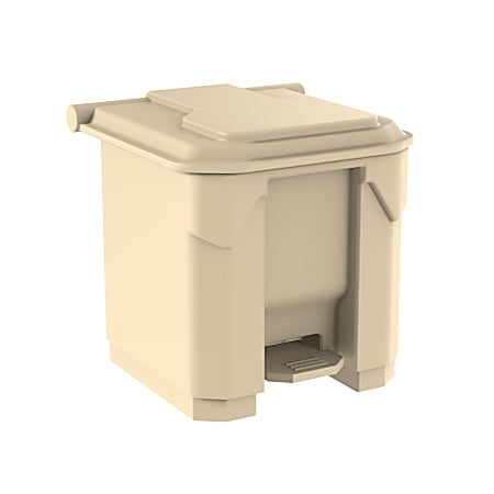Gritt Commercial Rectangular Step-On Trash Can, 8 Gallon, Beige