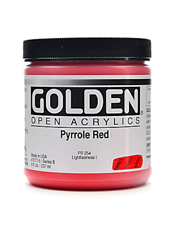 Golden OPEN Acrylic Paint, 8 Oz Jar, Pyrrole Red