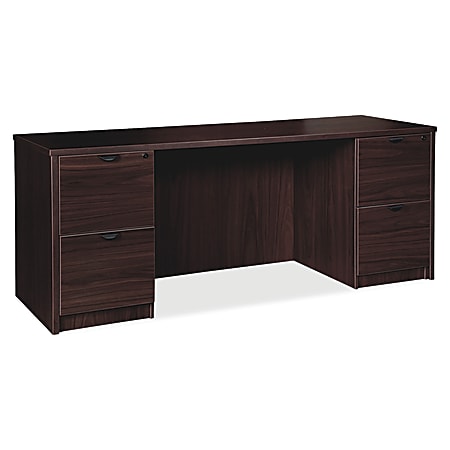 Lorell® Prominence 2.0 66"W Double-Pedestal Credenza Computer Desk, Espresso