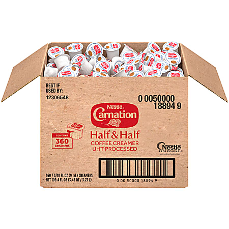 Carnation Half-And-Half Liquid Coffee Creamer, Original Flavor, 0.3 Oz Single Serve, 360/Pack