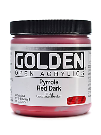 Golden OPEN Acrylic Paint, 8 Oz Jar, Pyrrole Red Dark