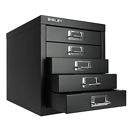 Bisley 5 Drawer Steel Desktop Multidrawer Storage Cabinet, Black (MD5-BK)