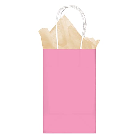 Amscan Kraft Paper Gift Bags, Small, Pink, Pack Of 24 Bags