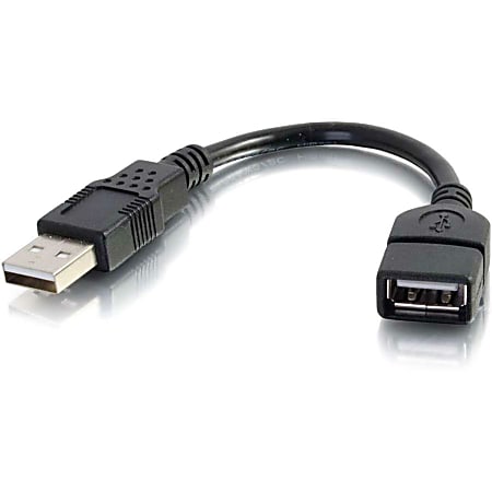 C2G 6in USB Extension Cable - USB 2.0 to USB - M/F - Provides a convenient way to connect a USB device with a fixed USB output