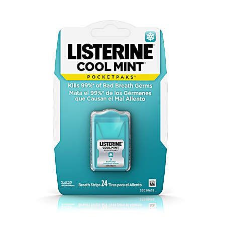 Listerine Cool Mint Pocketpaks Breath Strips Pack Of 24 Breath