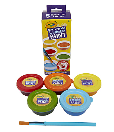 Crayola Spill Proof Washable Paint 5CT SET W/Brush Assorted Colors
