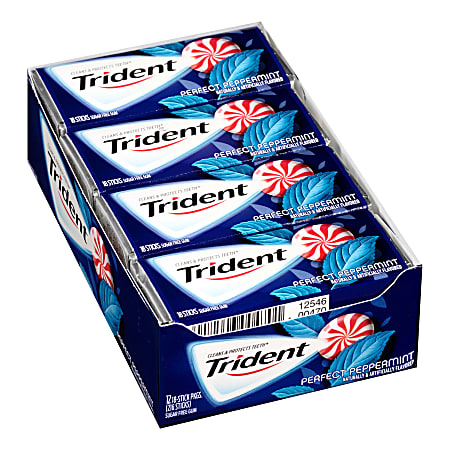 Trident® Perfect Peppermint Sugar-Free Gum, 14 Pieces Per Pack, Box Of 12 Packs