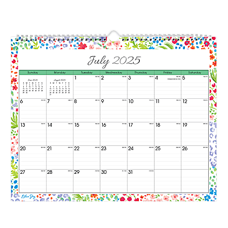 Blue Sky 2025 2026 Day Designer Monthly Wall Calendar, 15" x 12", Ditsy Dapple, July 2025 To June 2026, 148669