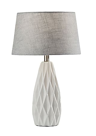 Adesso® Simplee Joan 2-Piece Table Lamp Set, Light Grey Shades/White Bases