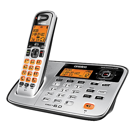 Uniden® D1685 DECT 6.0 Digital Cordless Phone With Digital Answering System, Silver
