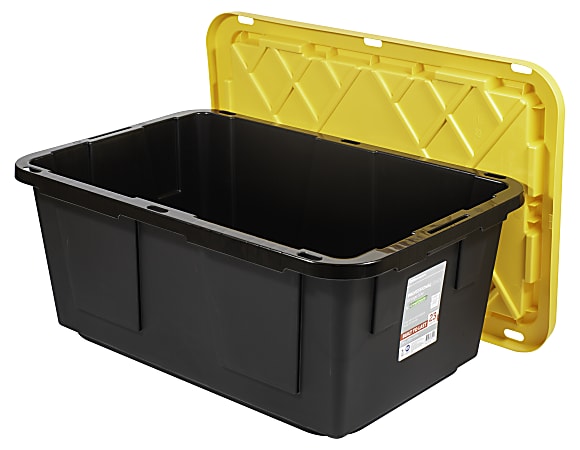 Office Depot Brand by Greenmade Professional Storage Totes 12 Gallon  BlackYellow Pack Of 4 Totes - Office Depot