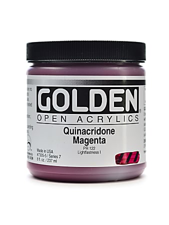 Golden OPEN Acrylic Paint, 8 Oz Jar, Quinacridone Magenta