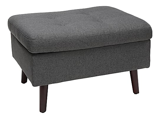 OFM 161 Collection Mid-Century Modern Tufted Fabric Storage Ottoman, Dark Gray