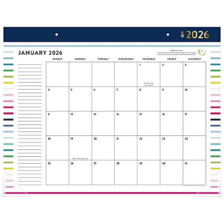 Simplified by Emily Ley for AT-A-GLANCE® 2026 Monthly Desk Pad Calendar, Happy Stripe, Standard, 21 3/4" x 17"
