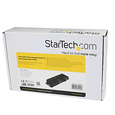 4-poorts USB 3.0 SuperSpeed Hub - Zwart - Draagbare externe USB Hub met ingebouwde kabel