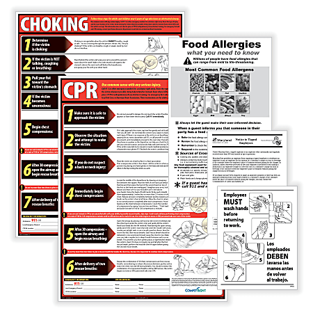 ComplyRight™ Restaurant Poster Set, English, Washington