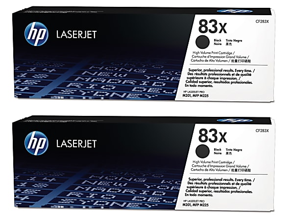 HP 83X Black High Yield Toner Cartridges, Pack Of 2, CF283X