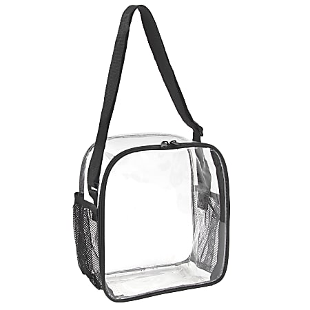 Trailmaker Lunch Bag With Side Mesh Pockets, 9-1/2”H x 8-1/2”W x 5”D, Clear/Black