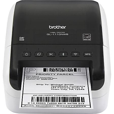 Brother QL 1110NWB Monochrome Black And White Direct Thermal Printer -  Office Depot