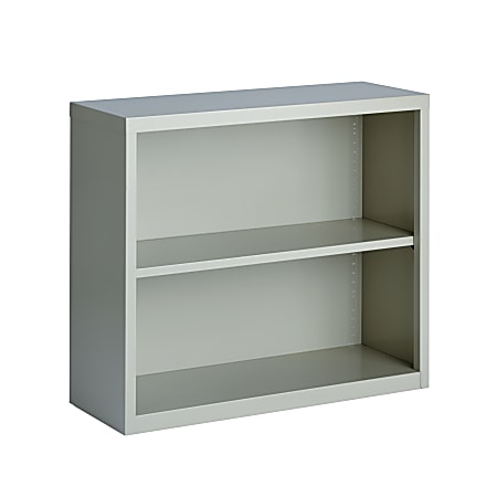 Hirsh® 30"H 2-Shelf Metal Bookcase, Light Gray